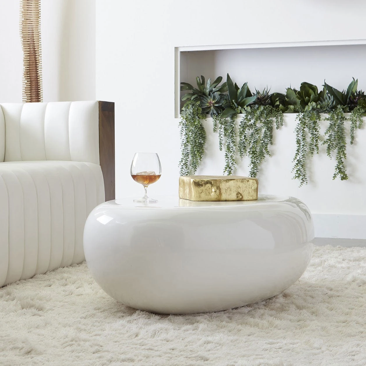 River Stone Small White Coffee Table - White 4 River Stone Small White Coffee Table - White - Image 4