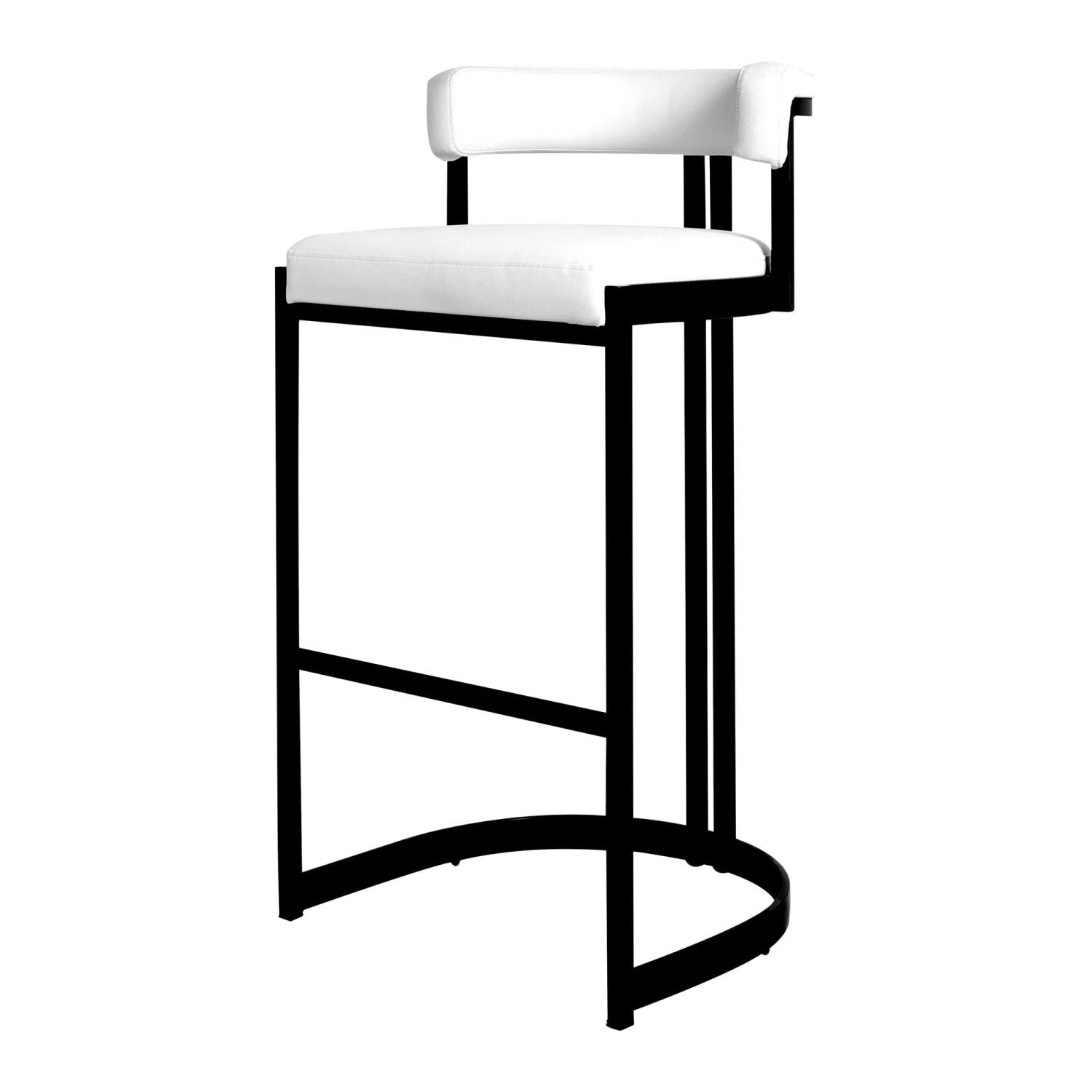 Ballantine Bar Stool In Matte Black White Leather 1 Ballantine Bar Stool In Matte Black White Leather