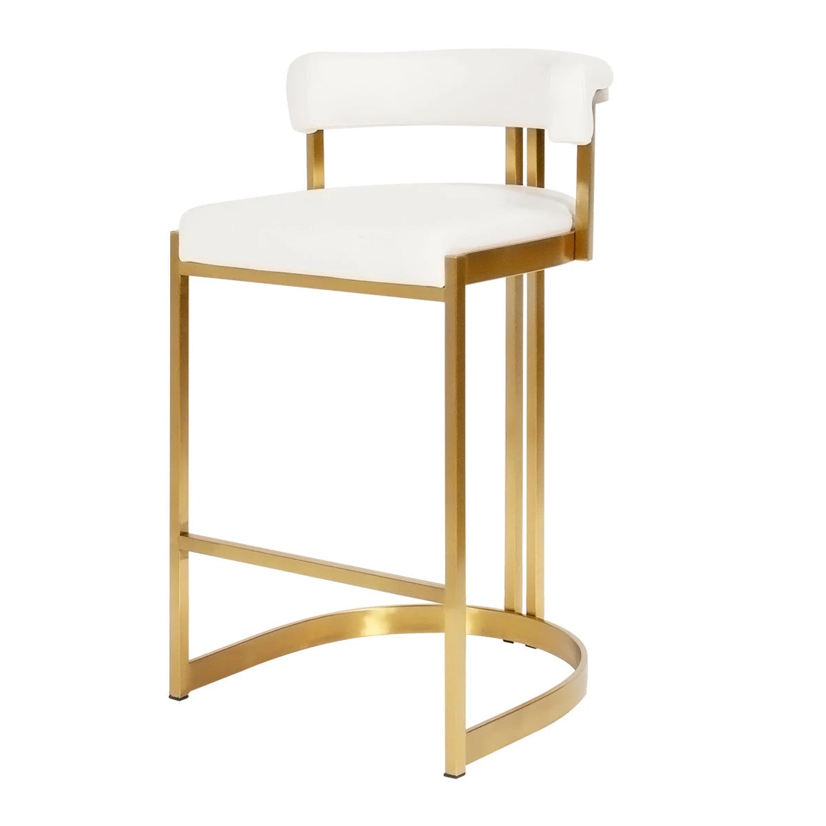 Ballantine Counter Stool In White Leather Brass 1 Ballantine Counter Stool In White Leather Brass