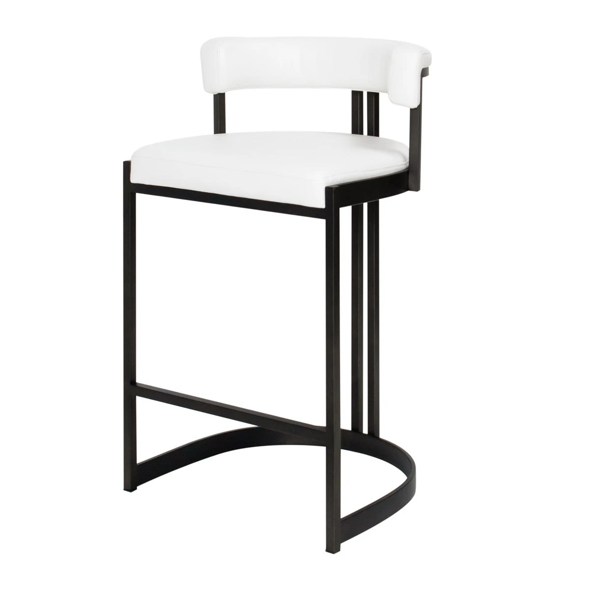 Ballantine Counter Stool In Matte Black White Leather 1 Ballantine Counter Stool In Matte Black White Leather