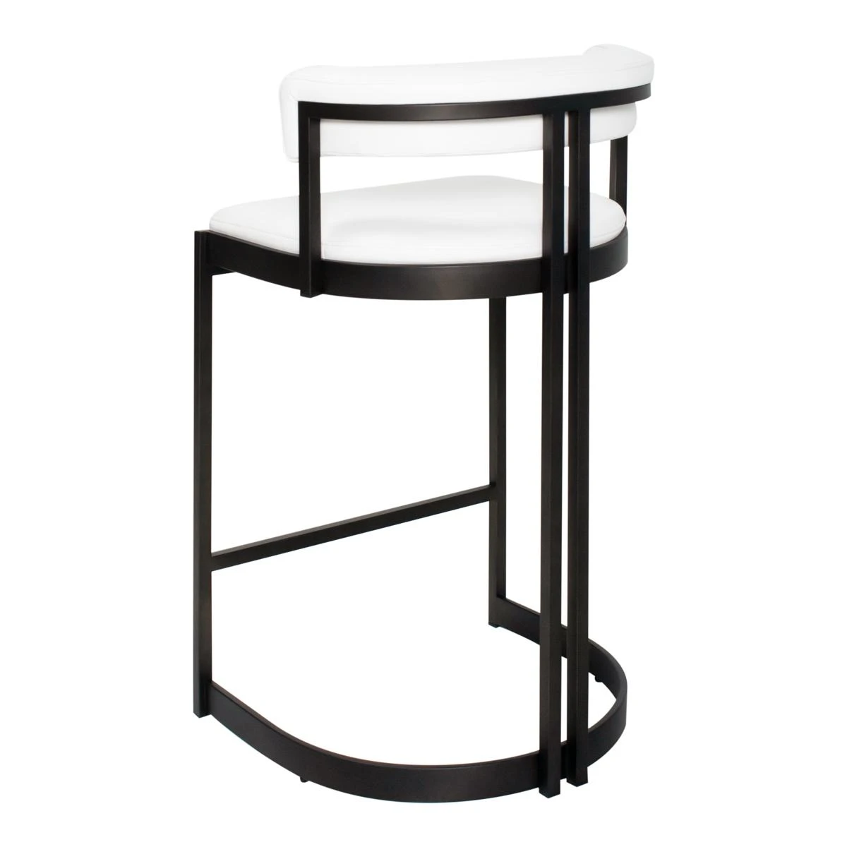 Ballantine Counter Stool In Matte Black White Leather 3 Ballantine Counter Stool In Matte Black White Leather - Image 3