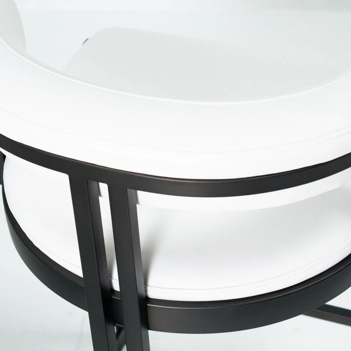 Ballantine Counter Stool In Matte Black White Leather 5 Ballantine Counter Stool In Matte Black White Leather - Image 5