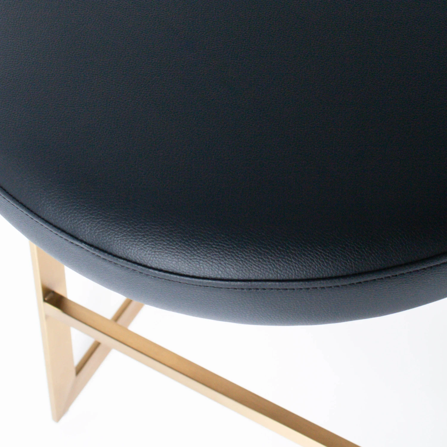 Bourbon Counter Stool In Black Leather Brass 3 Bourbon Counter Stool In Black Leather Brass - Image 3