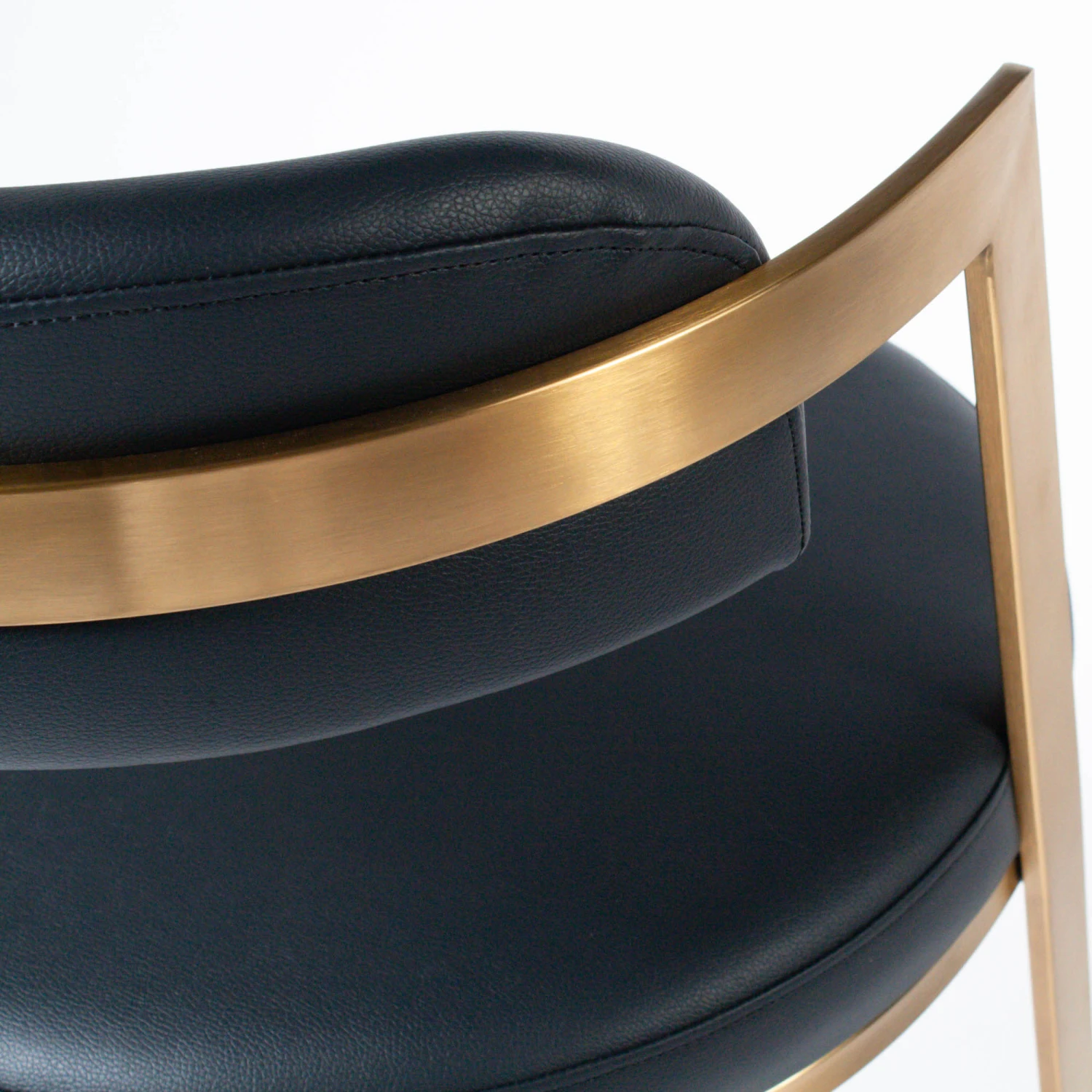 Bourbon Counter Stool In Black Leather Brass 5 Bourbon Counter Stool In Black Leather Brass - Image 5