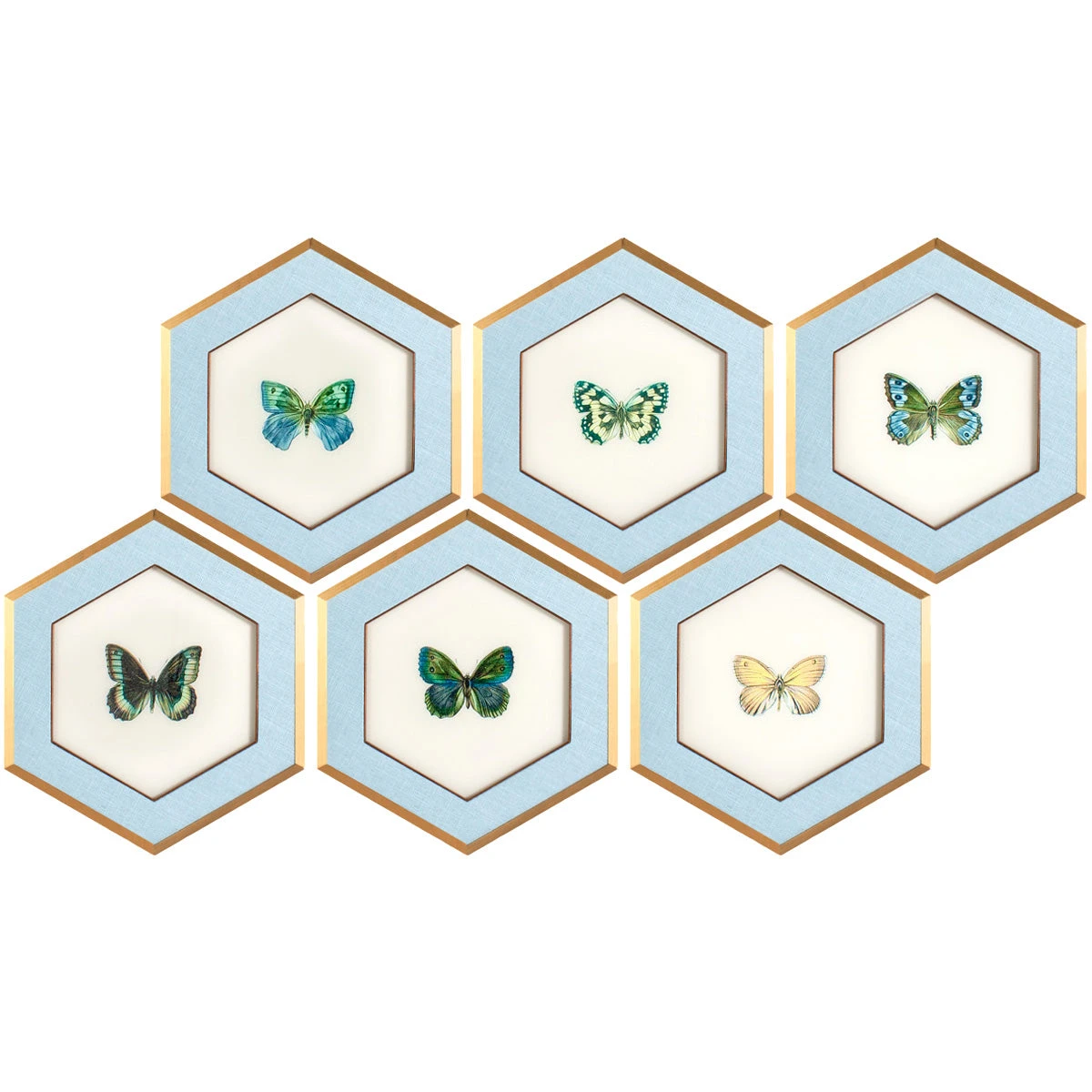 Butterfly Hexagon Art - Set Of 6 1 Butterfly Hexagon Art - Set Of 6