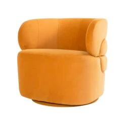 Capri Swivel Chair In Mustard Velvet