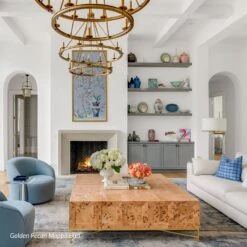 Custom Carina Coffee Table 24 Custom Carina Coffee Table -Scout Design Studio Carina Coffee Table.Golden Pecan Mappa Burl.Styled