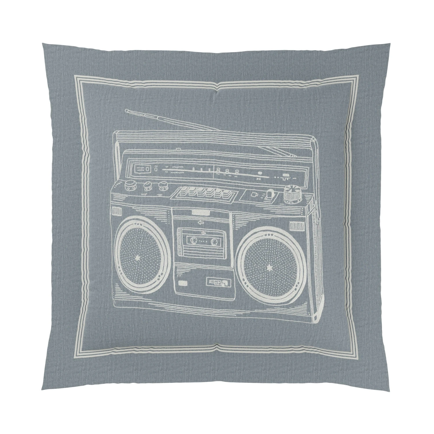 Chambray Boombox Pillow Cover 1 Chambray Boombox Pillow Cover