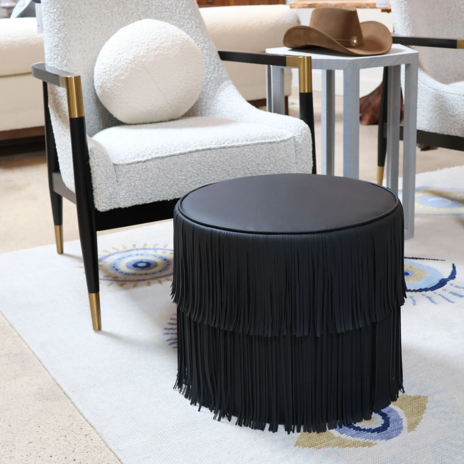 Chaser Ottoman In Black Leather 2 Chaser Ottoman In Black Leather - Image 2