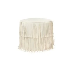 Chaser Ottoman In Ivory Leather