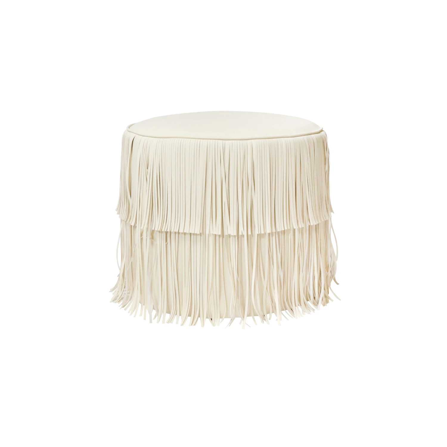 Chaser Ottoman In Ivory Leather 1 Chaser Ottoman In Ivory Leather