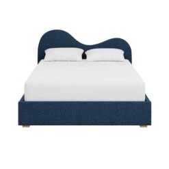 Clyde Queen Bed In Navy Boucle