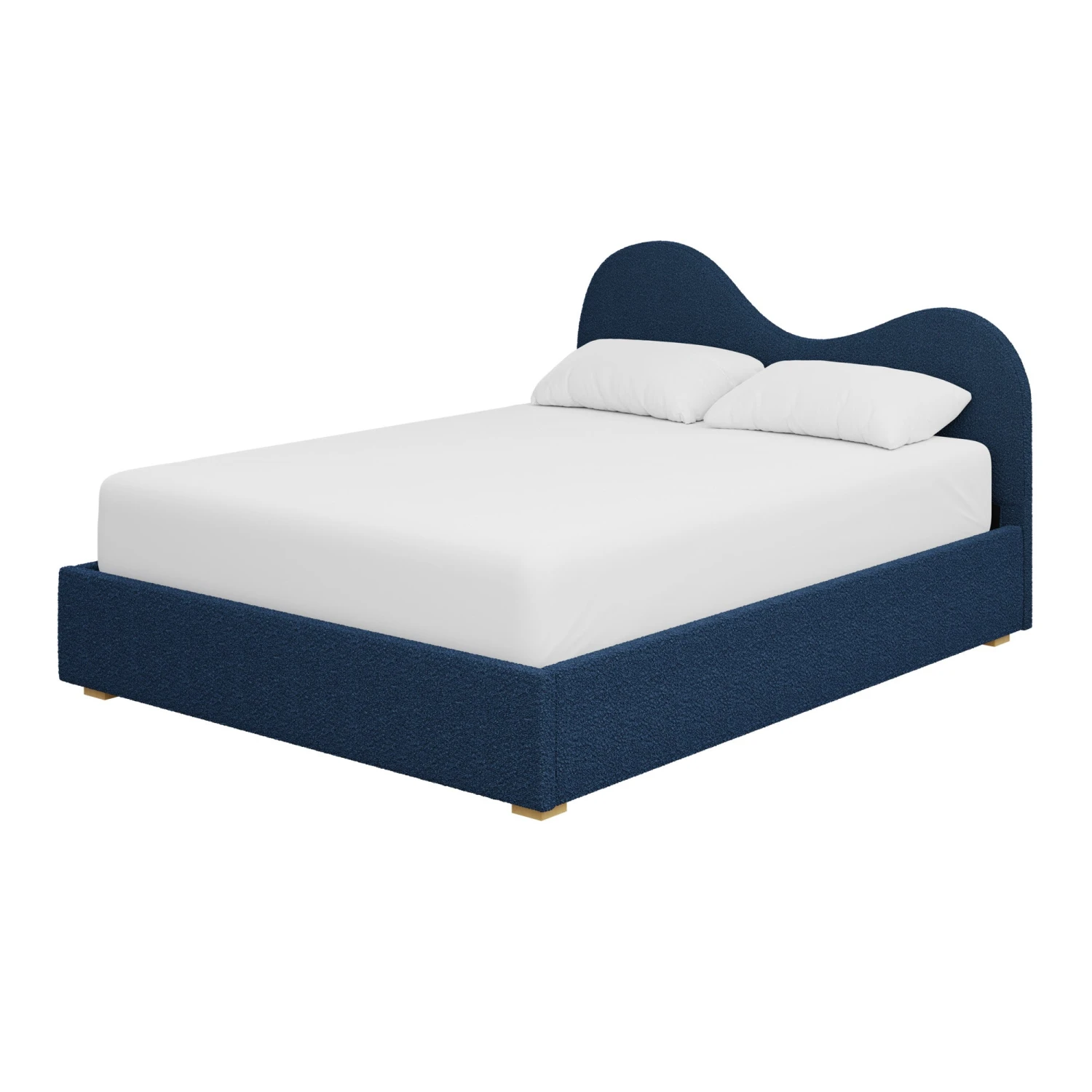 Clyde Queen Bed In Navy Boucle 3 Clyde Queen Bed In Navy Boucle - Image 3