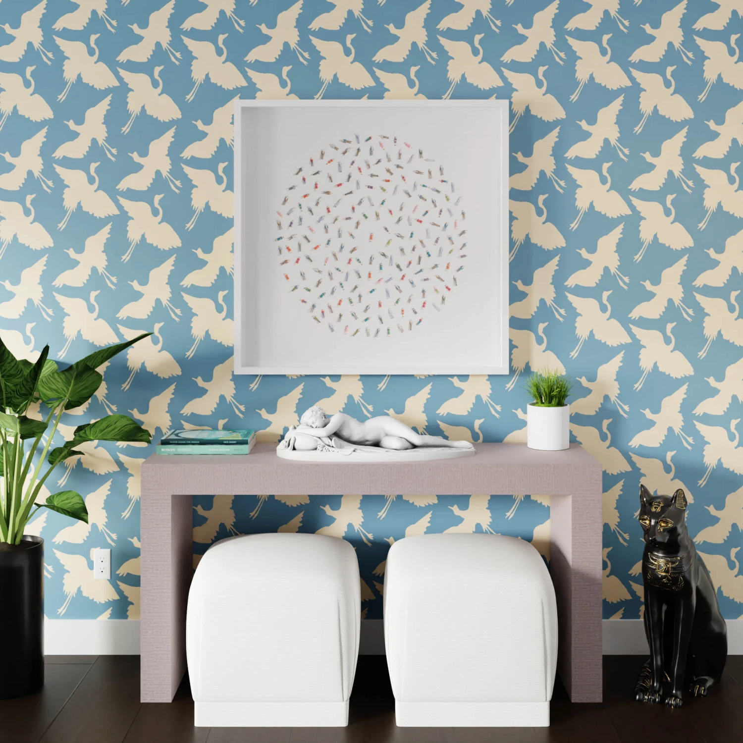 Cranes Couples - Steel Blue 3 Cranes Couples - Steel Blue - Image 3