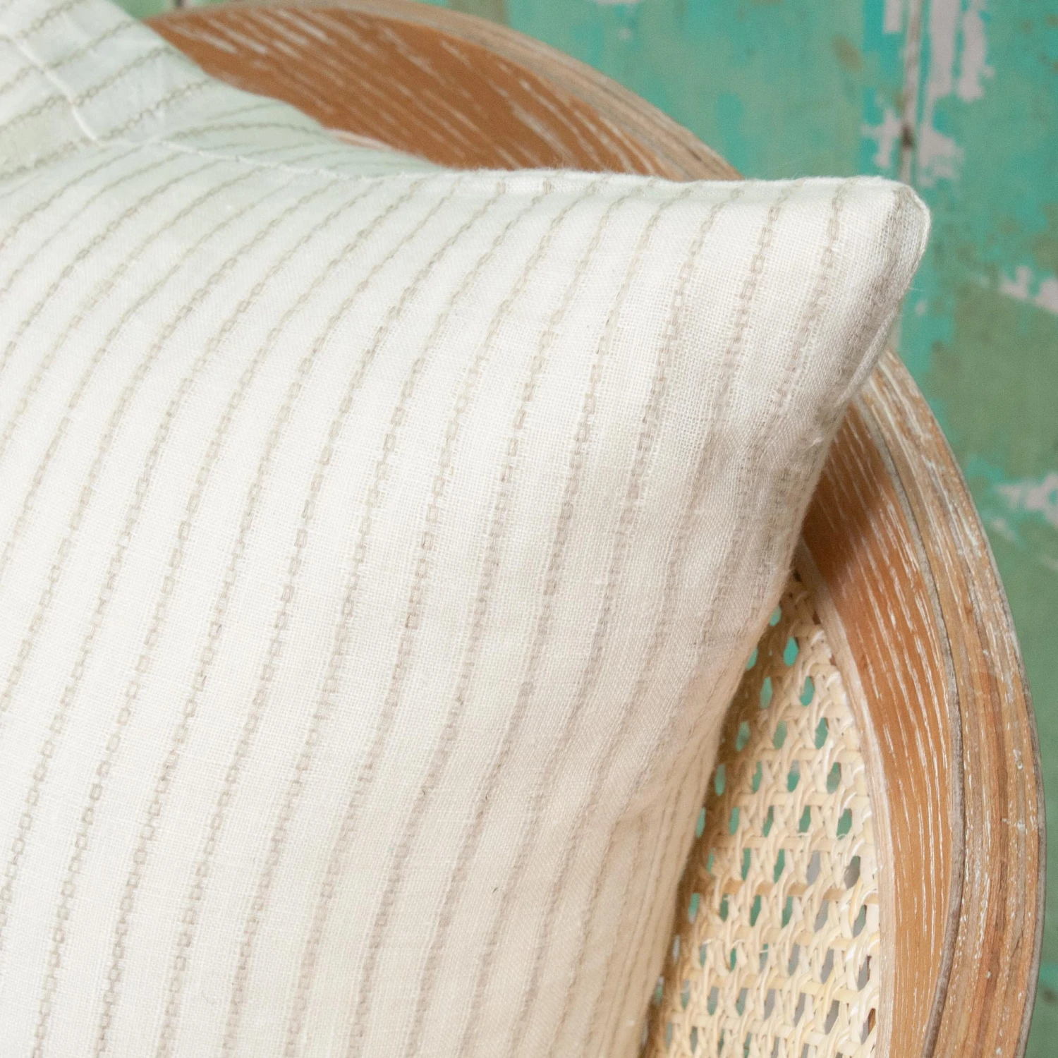 Dobby Natural Stripe Linen Pillow 2 Dobby Natural Stripe Linen Pillow - Image 2