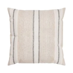 Dobby Natural & Black Stripe Linen Pillow