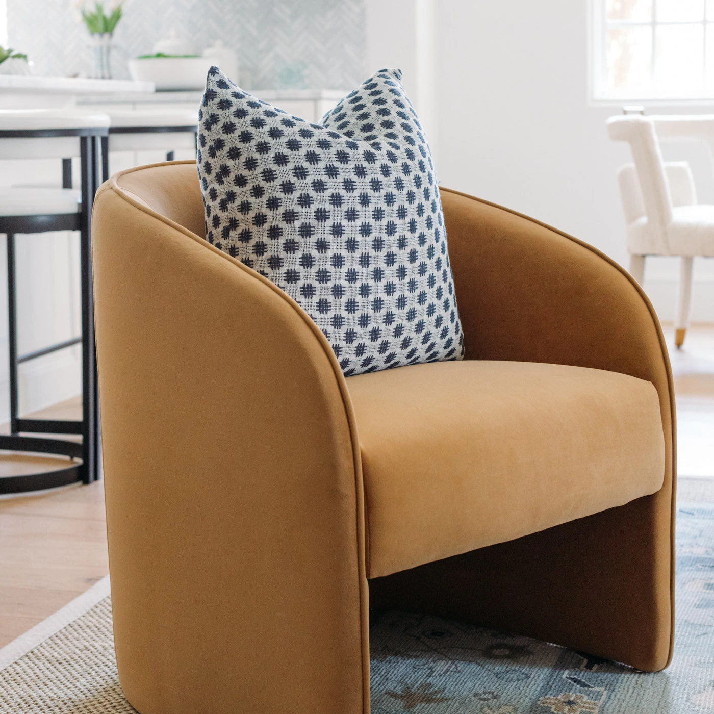 Dobby Navy Dot Linen Pillow 2 Dobby Navy Dot Linen Pillow - Image 2