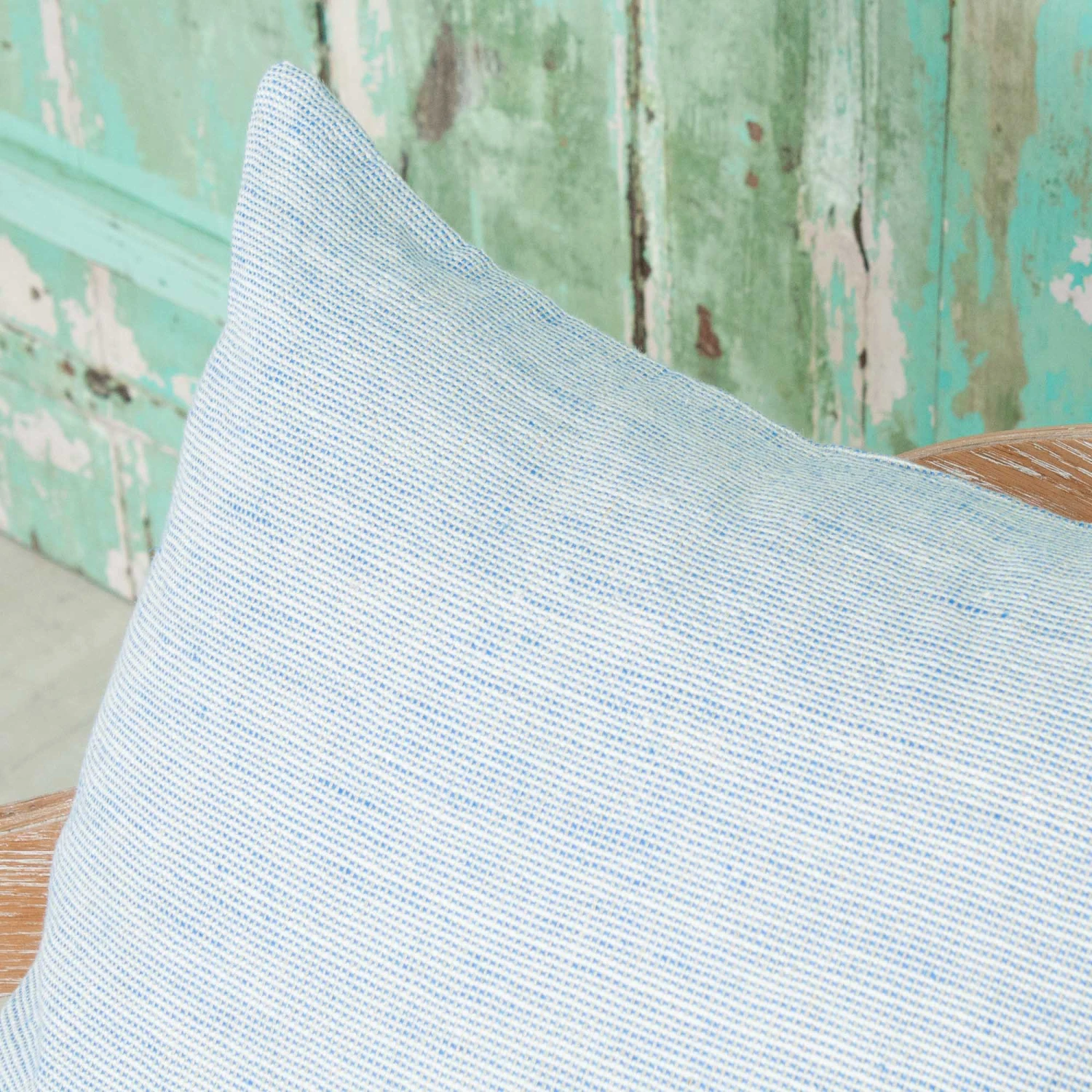 Dobby Sky Blue Linen Pillow 3 Dobby Sky Blue Linen Pillow - Image 3