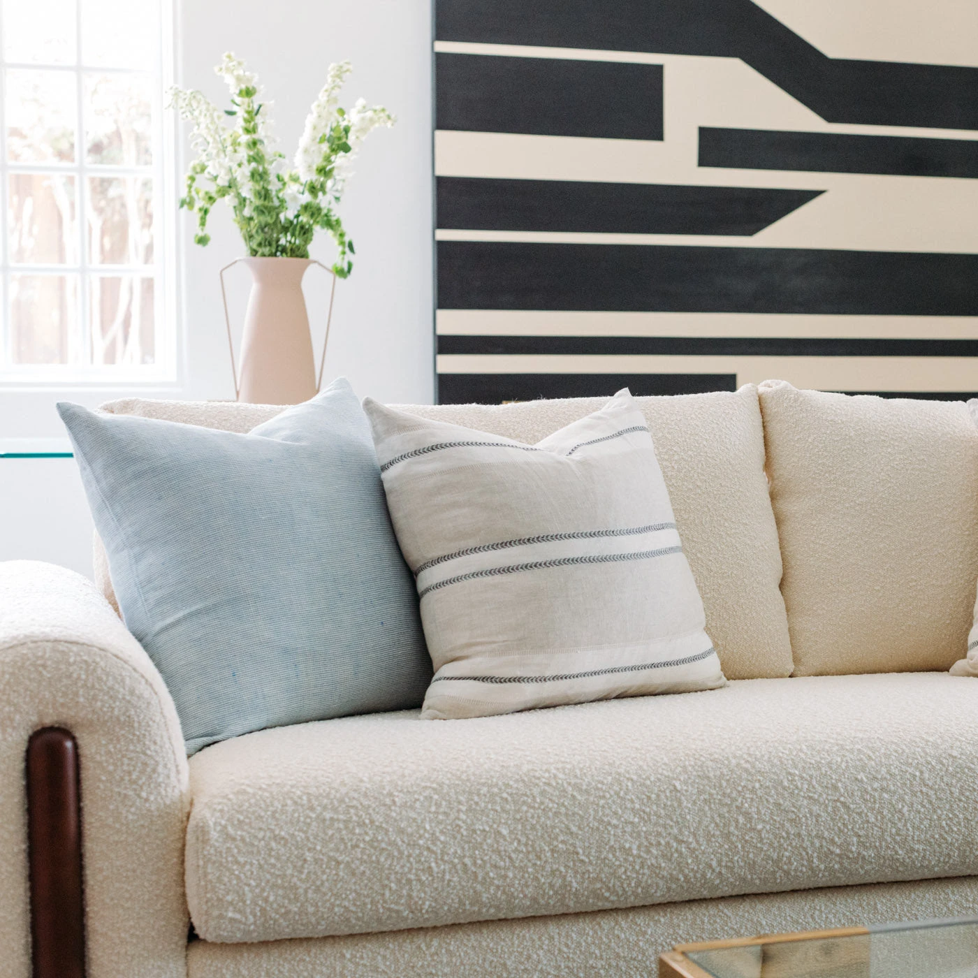 Dobby Sky Blue Linen Pillow 2 Dobby Sky Blue Linen Pillow - Image 2