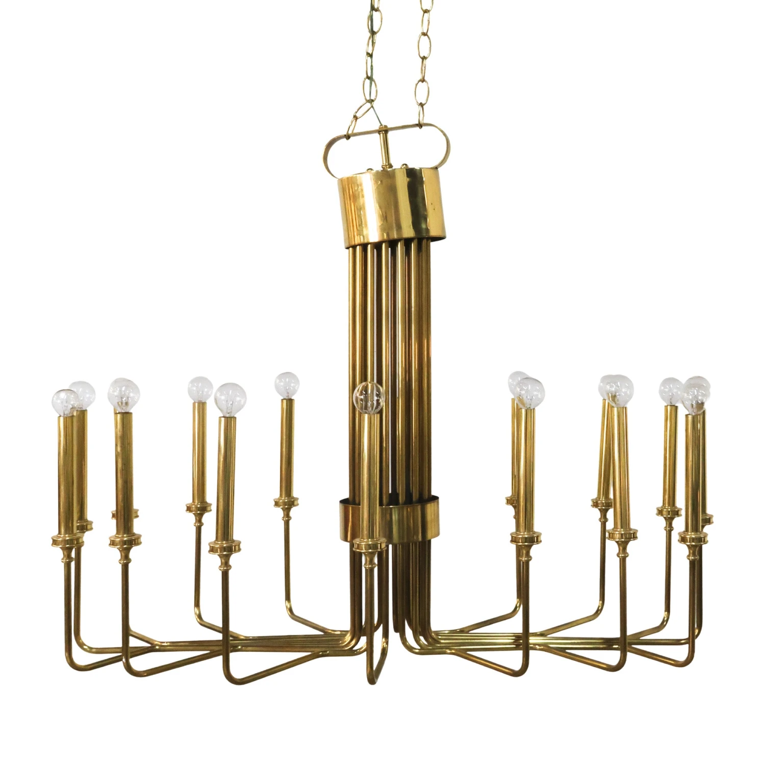 Parzinger Style Brass Chandelier Horizontal 1 Parzinger Style Brass Chandelier Horizontal
