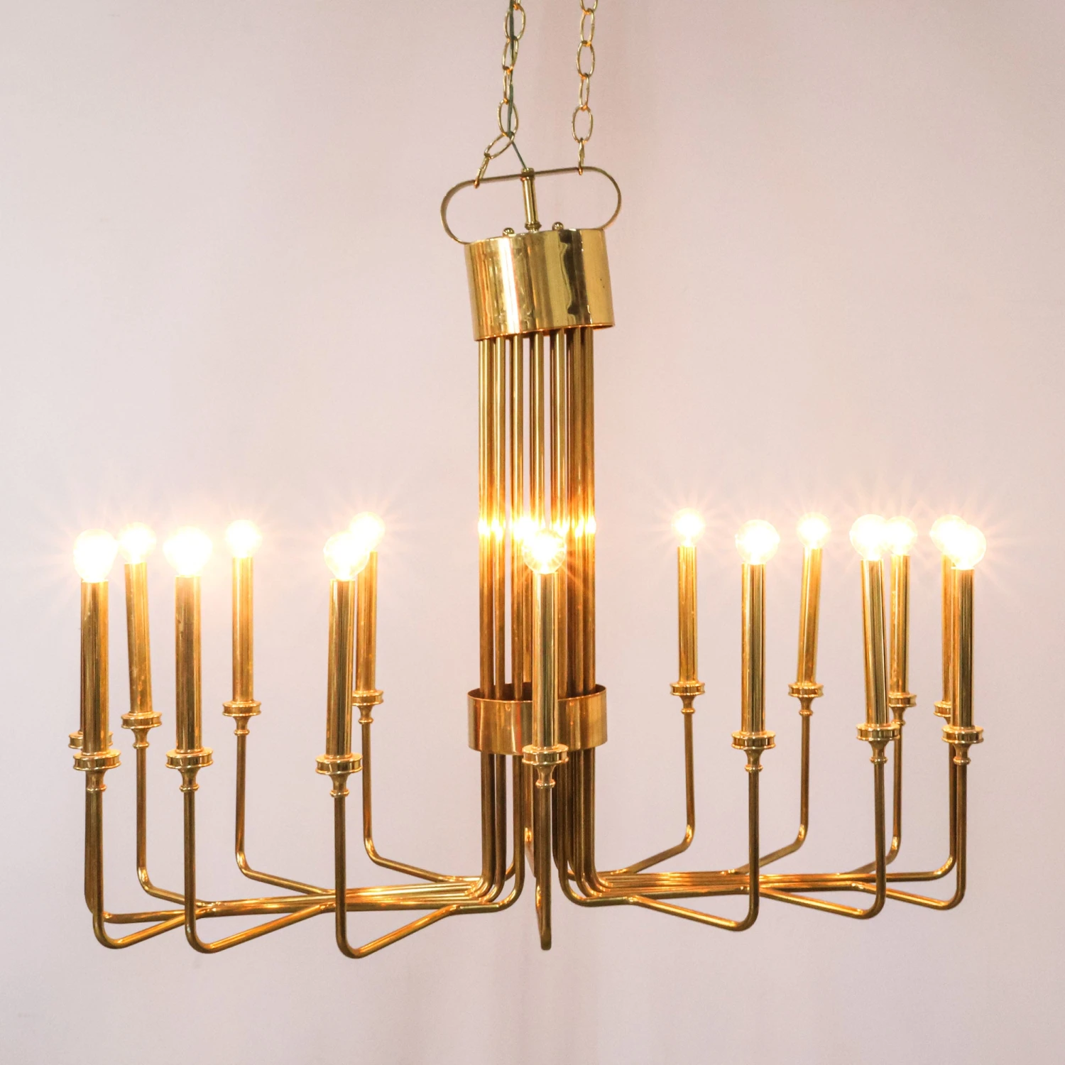 Parzinger Style Brass Chandelier Horizontal 2 Parzinger Style Brass Chandelier Horizontal - Image 2