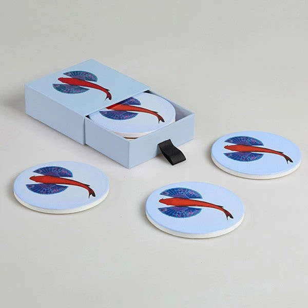 Set Of 4 Fishkoi Ceramic Coasters 2 Set Of 4 Fishkoi Ceramic Coasters - Image 2
