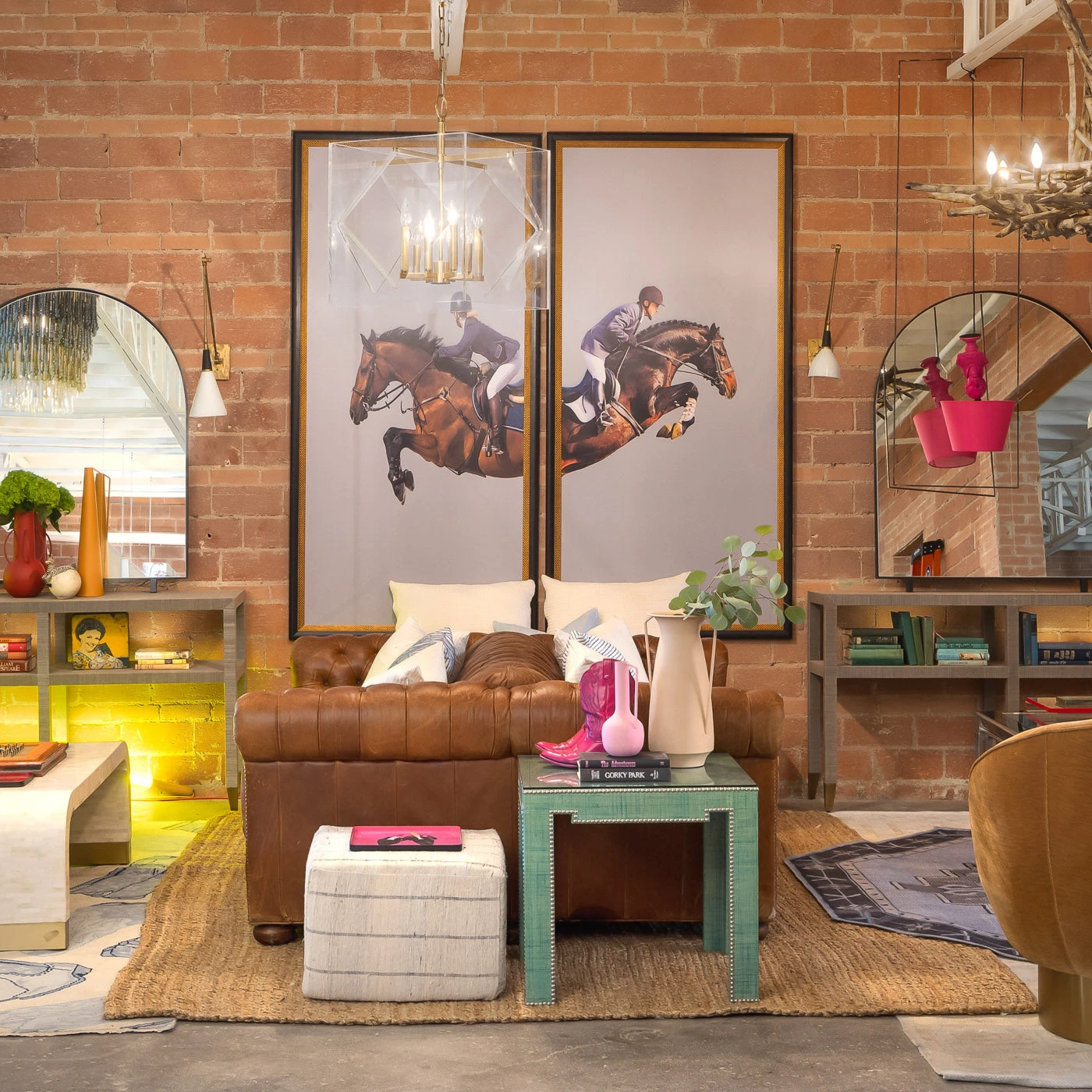 Framed Leaping Equestrian Artwork On Silk Cloth Right - Grey 2 Framed Leaping Equestrian Artwork On Silk Cloth Right - Grey - Image 2