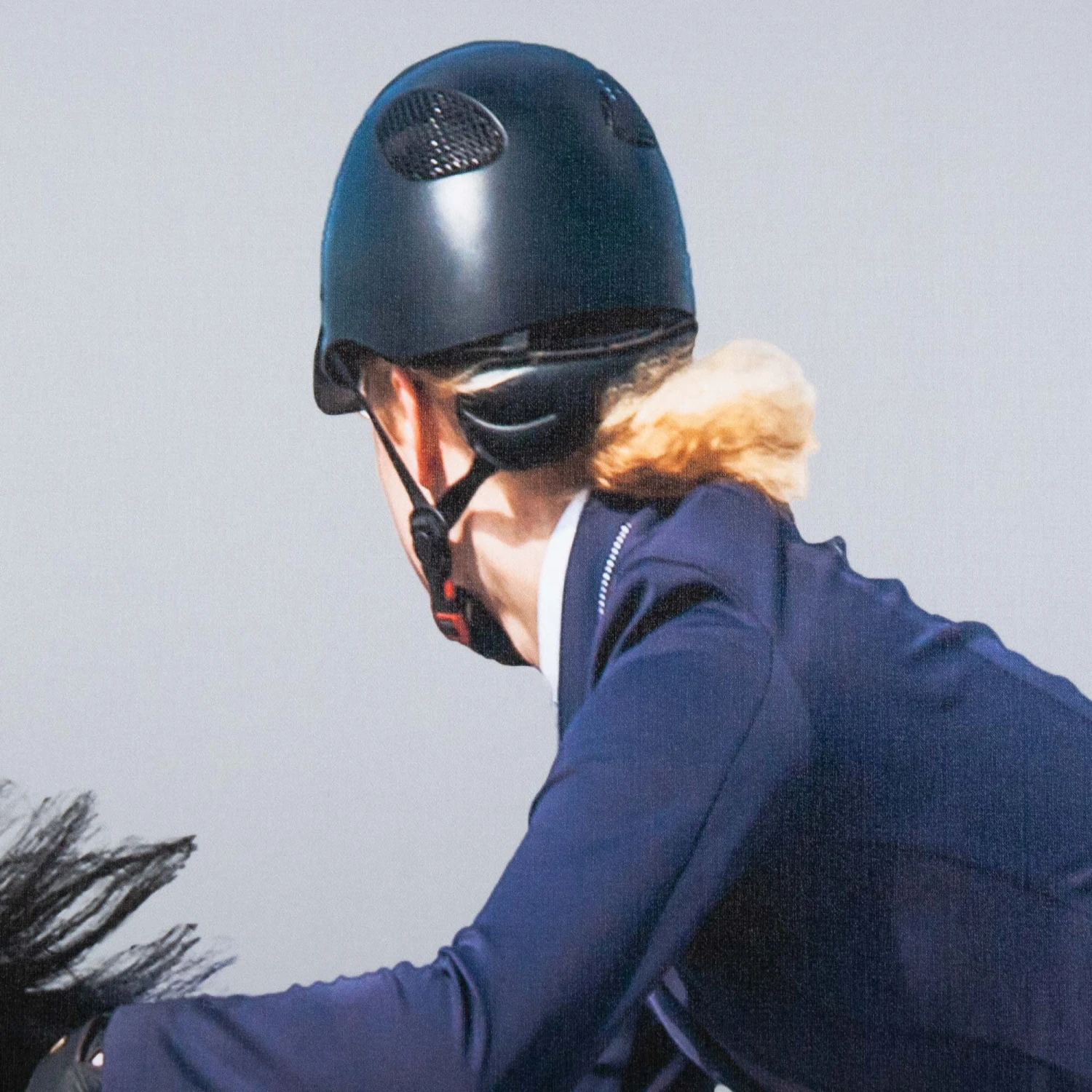 Framed Leaping Equestrian Artwork On Silk Cloth Left - Grey 5 Framed Leaping Equestrian Artwork On Silk Cloth Left - Grey - Image 5