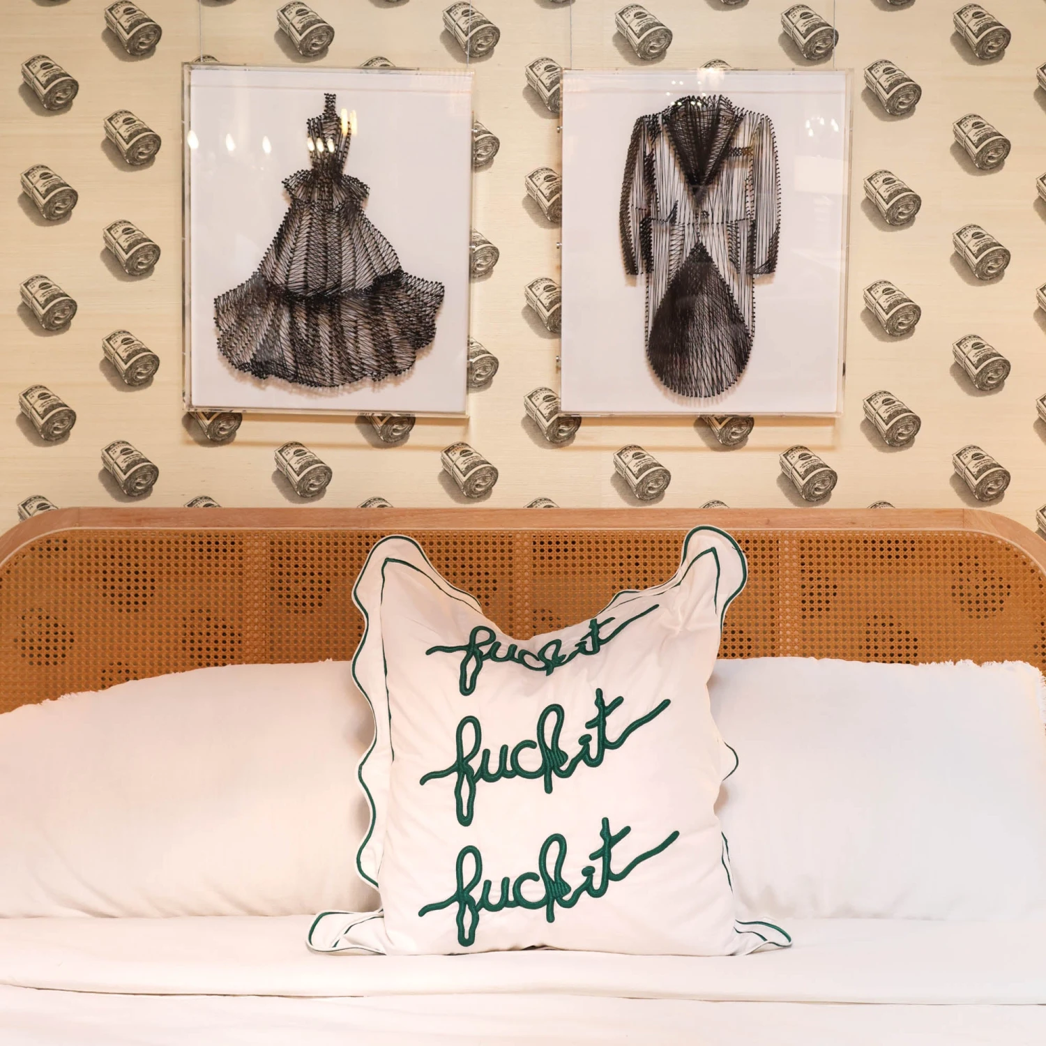 Fuck It Large Scallop Pillow Cover - Emerald 2 Fuck It Large Scallop Pillow Cover - Emerald - Image 2