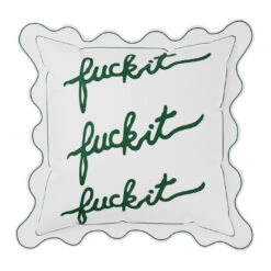 Fuck It Large Scallop Pillow Cover - Emerald