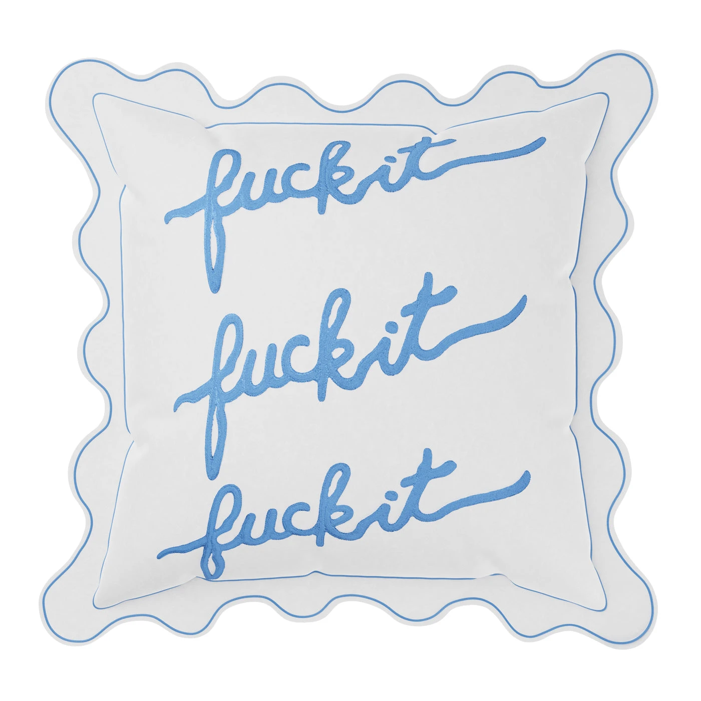 Fuck It Large Scallop Pillow Cover - Sapphire 1 Fuck It Large Scallop Pillow Cover - Sapphire