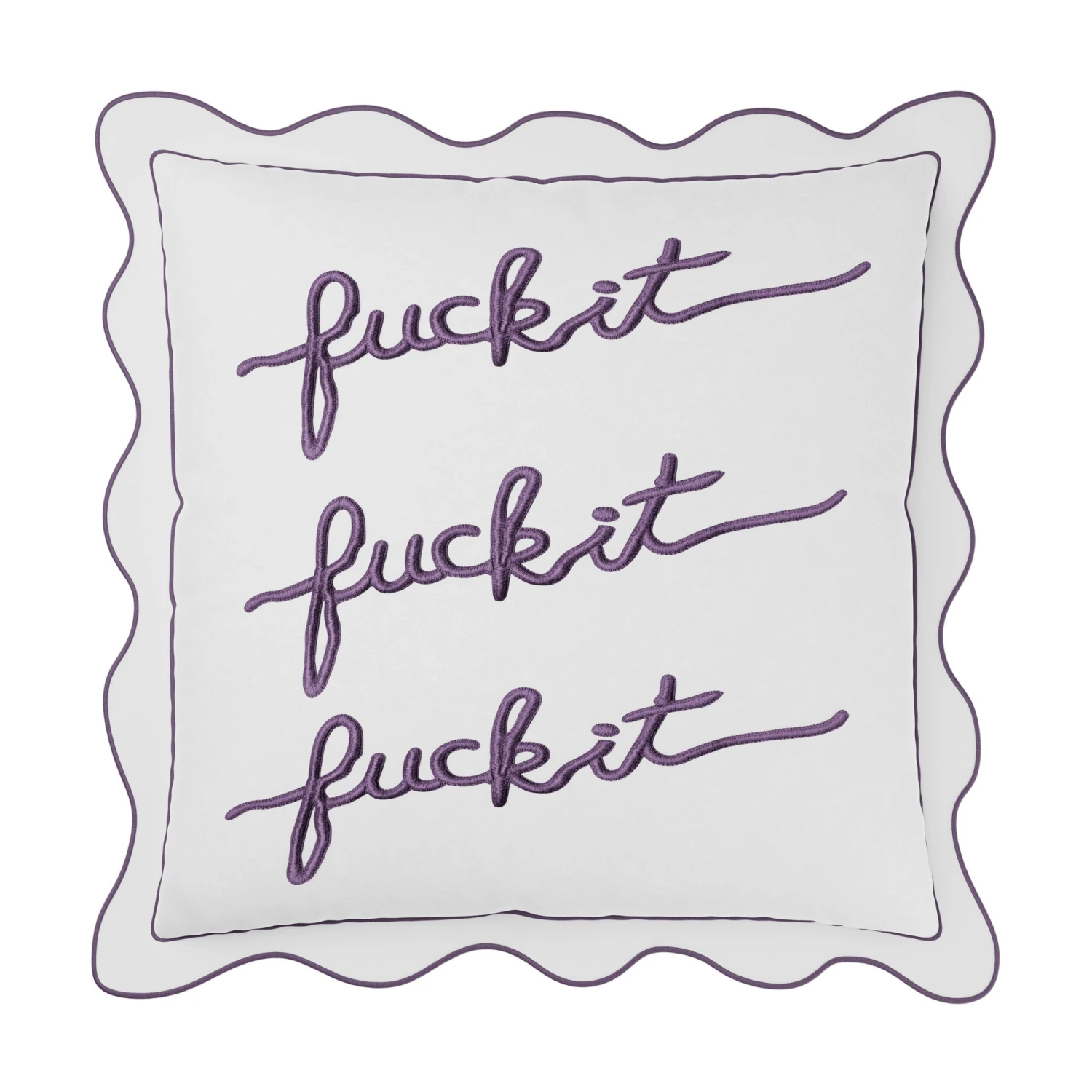 Fuck It Large Scallop Pillow Cover - Lavender 1 Fuck It Large Scallop Pillow Cover - Lavender