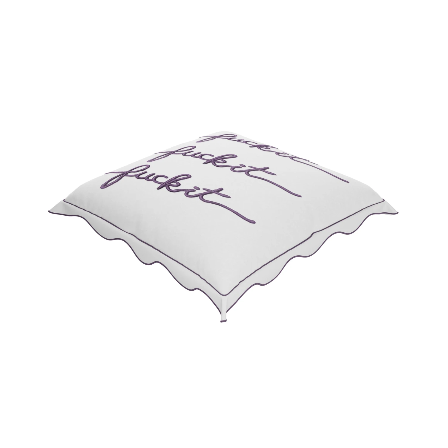 Fuck It Large Scallop Pillow Cover - Lavender 2 Fuck It Large Scallop Pillow Cover - Lavender - Image 2