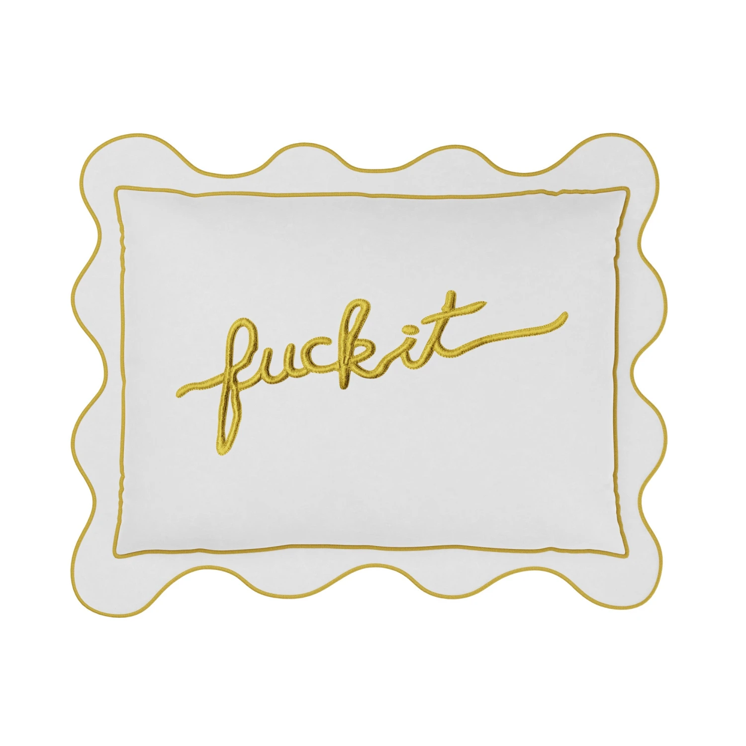 Fuck It Small Scallop Pillow Cover - Chartreuse 1 Fuck It Small Scallop Pillow Cover - Chartreuse