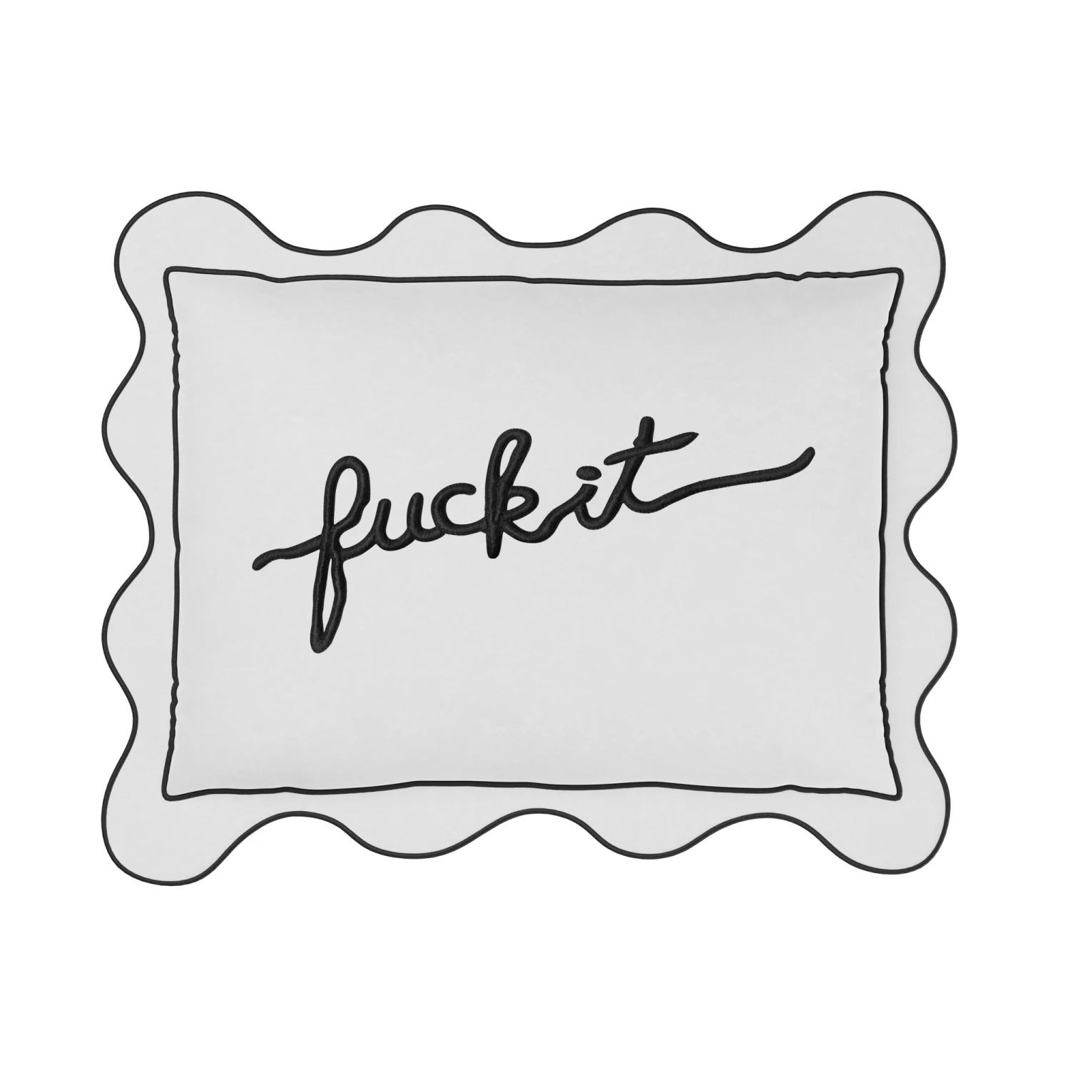 Fuck It Small Scallop Pillow Cover - Dark Grey 1 Fuck It Small Scallop Pillow Cover - Dark Grey