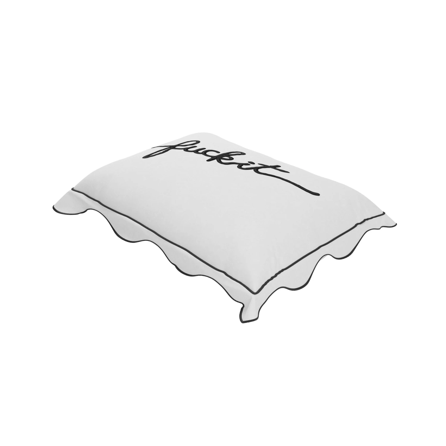 Fuck It Small Scallop Pillow Cover - Dark Grey 2 Fuck It Small Scallop Pillow Cover - Dark Grey - Image 2