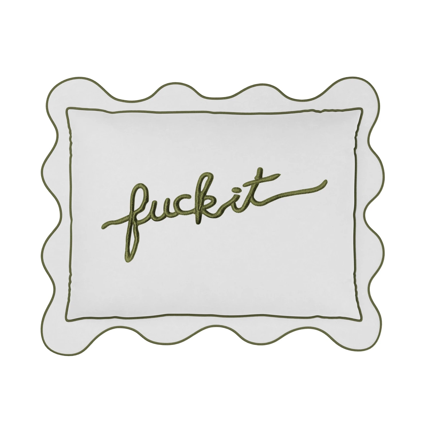 Fuck It Small Scallop Pillow Cover - Sage 1 Fuck It Small Scallop Pillow Cover - Sage