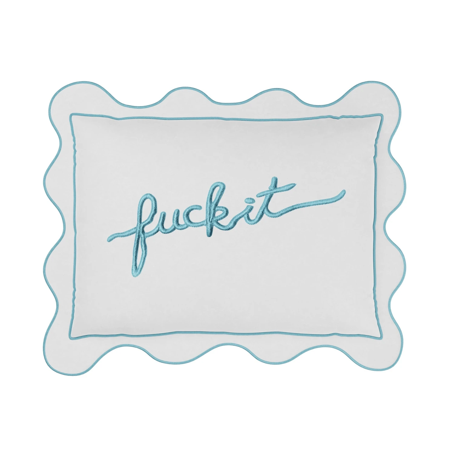 Fuck It Small Scallop Pillow Cover - Sky Blue 1 Fuck It Small Scallop Pillow Cover - Sky Blue