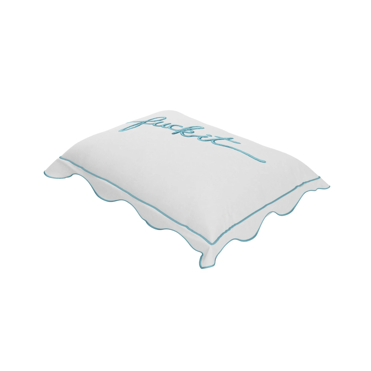 Fuck It Small Scallop Pillow Cover - Sky Blue 2 Fuck It Small Scallop Pillow Cover - Sky Blue - Image 2