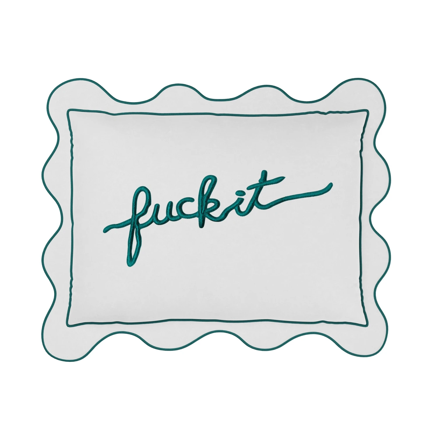 Fuck It Small Scallop Pillow Cover - Teal 1 Fuck It Small Scallop Pillow Cover - Teal
