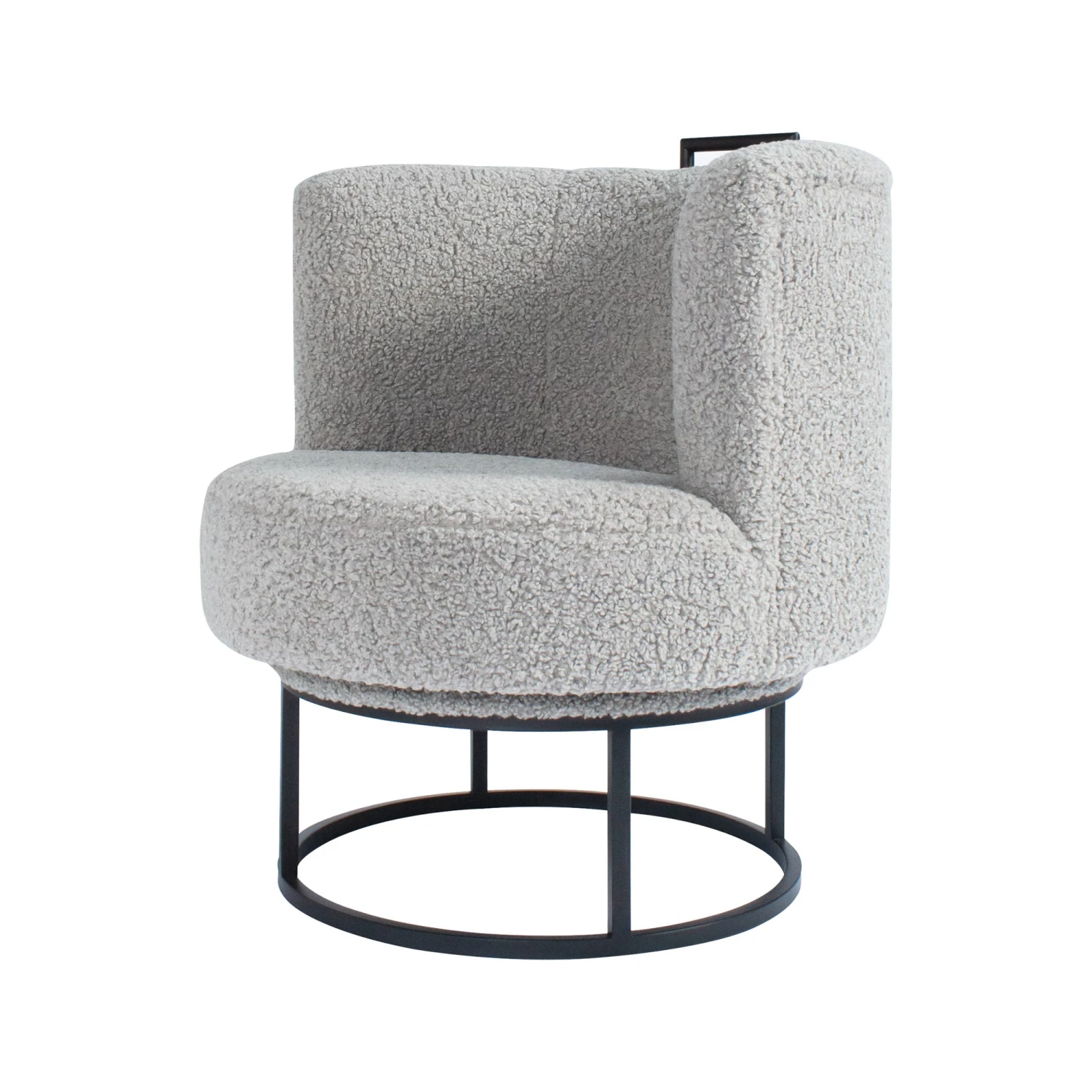 Gunter Swivel Chair In Grey Boucle Matte Black 2 Gunter Swivel Chair In Grey Boucle Matte Black - Image 2