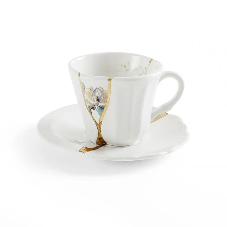 Kintsugi Coffee Cup With Saucer - N’3” 1 Kintsugi Coffee Cup With Saucer - N’3”