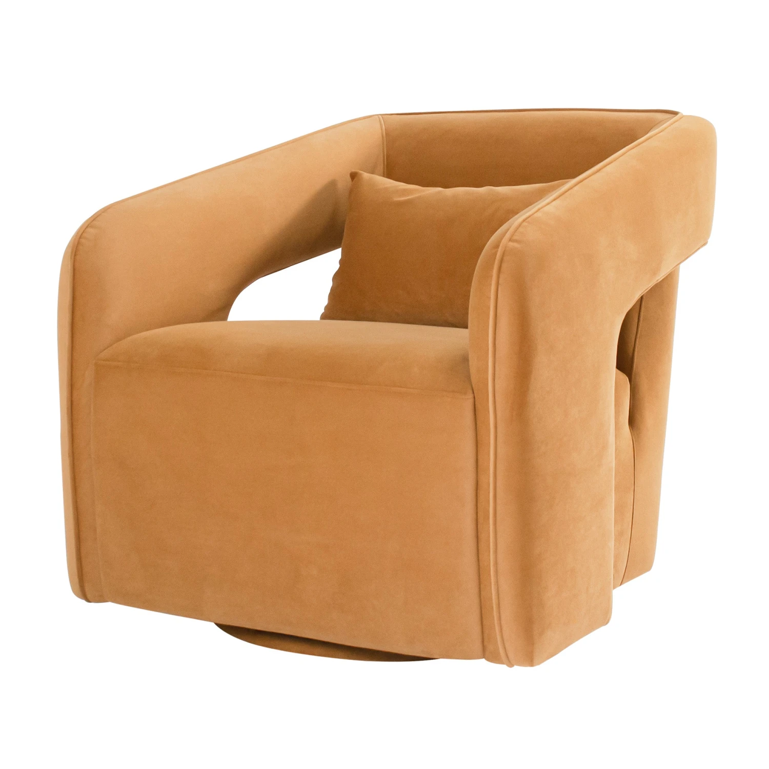 Palmer Swivel Chair In Camel Velvet 1 Palmer Swivel Chair In Camel Velvet