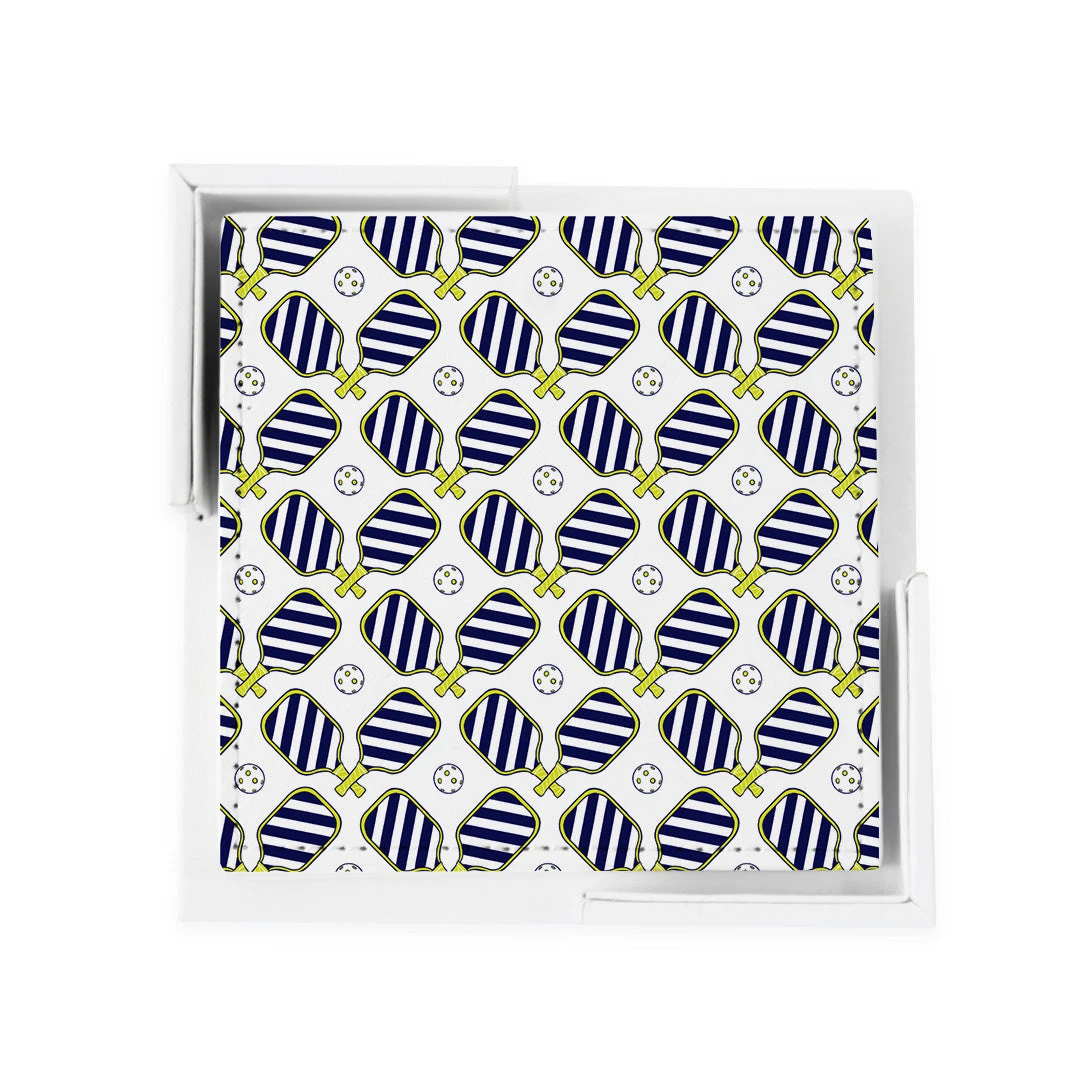Pickleball Coaster Set - Navy 2 Pickleball Coaster Set - Navy - Image 2