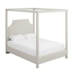 Custom Provence Canopy Bed 24 Custom Provence Canopy Bed -Scout Design Studio ProvenceCanopyBedinClaudethBeigeWoven.02