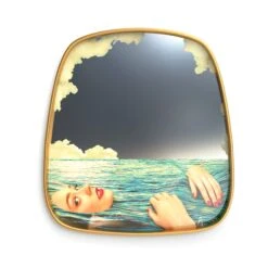 Sea Girl Mirror With Gold Frame By Seletti