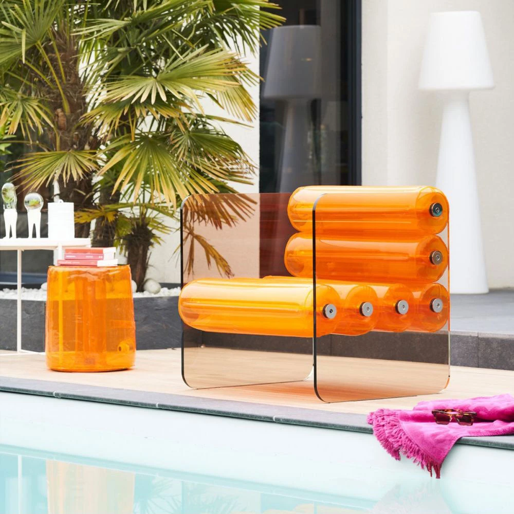 Smokey Orange Acrylic Armchair 2 Smokey Orange Acrylic Armchair - Image 2