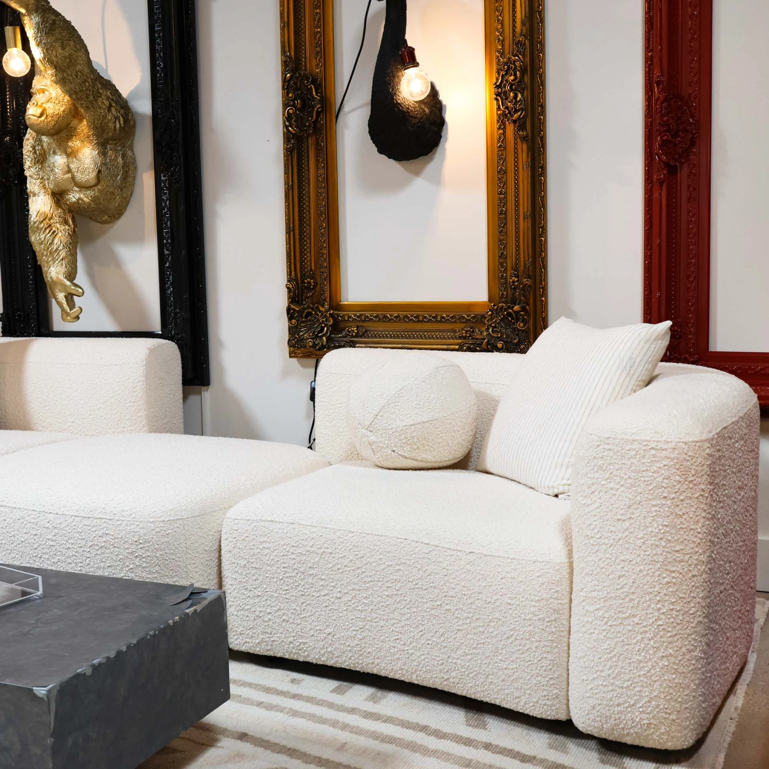 The Straight Talker Sectional In Ivory Boucle 2 The Straight Talker Sectional In Ivory Boucle - Image 2