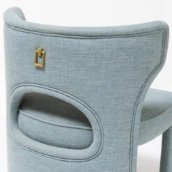 Valerie Dining Chair In French Blue Linen -Scout Design Studio ValerieDiningChairinFrenchBlueLinenDetail.03