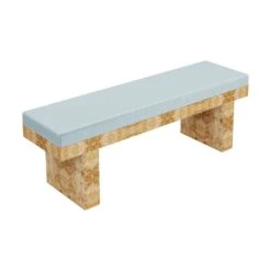 Custom Willow Bench -Scout Design Studio Willow Bench.Golden Pecan Mappa Burl.Clario Ice Velvet.03